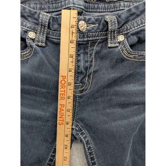 Miss Me Jeans Womens 28 Dark Wash Mid Rise Skinny Embellished Contrast Stitching - Picture 6 of 16